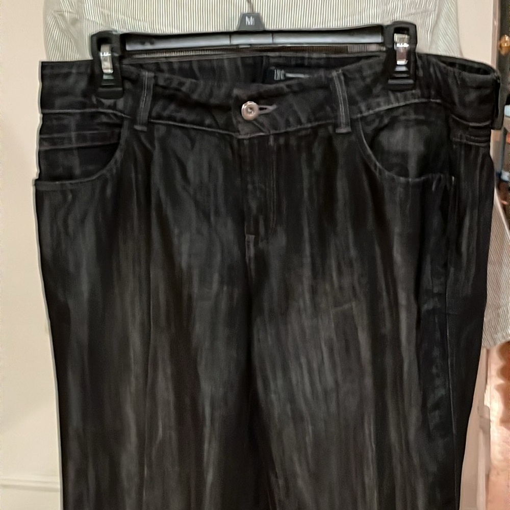 INC International Concepts size 12 black high waist wide leg jeans